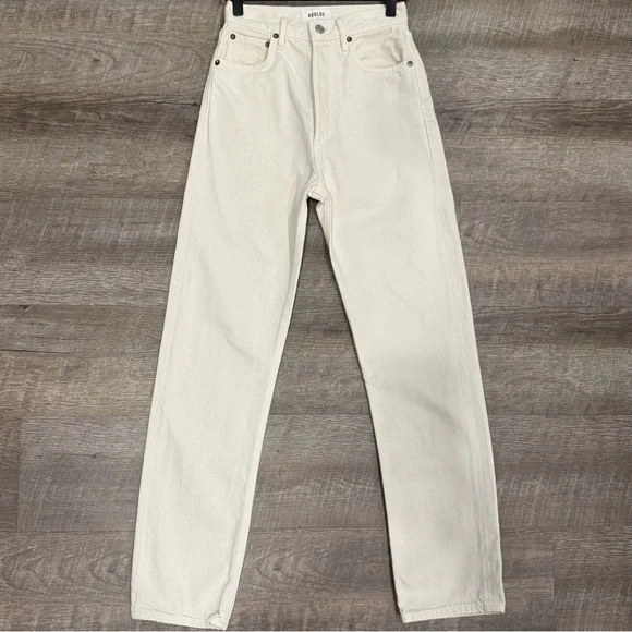 Agoldie 90s White High Rise Pinch Waist White Jeans – Size 23 - Picture 3 of 13